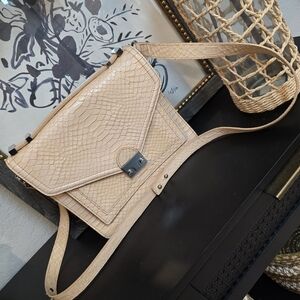 Loeffler Randall Women's Nude Embossed Leather Crossbody Bag Vintage